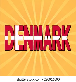Denmark flag text with sunburst vector illustration