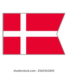 Denmark flag vector design and illustration , National flag country with original color, Pennon flag