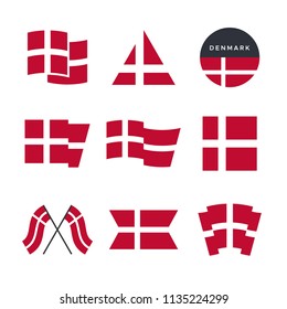 Denmark flag vector icons and logo design elements with the Danish flag