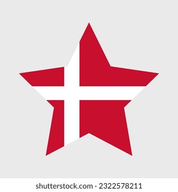 Denmark flag vector icons set in the shape of heart, star, circle and map

