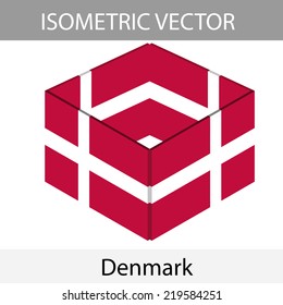 Denmark Flag  ,Vector illustration, 3D  Isometric   