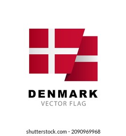 Denmark flag. Vector illustration isolated on white background. Danish flag colorful logo.