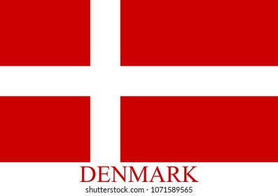 Denmark flag vector outline illustration abstract background. A creative conceptual design of Danish flag.The name tag of Denmark is colored with the flag color, red.