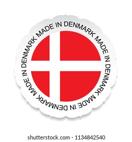 Denmark Flag vector.Denmark national official colors, Made in Denmark on a white background