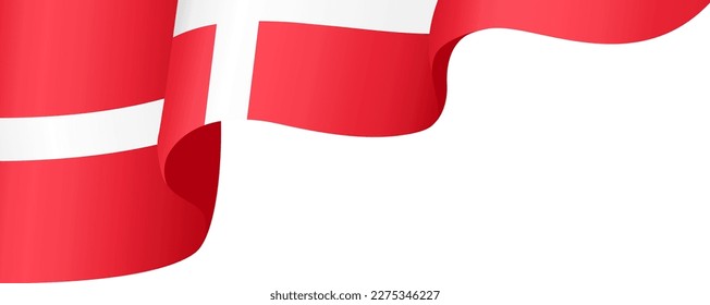 Denmark flag wave isolated on png or transparent background