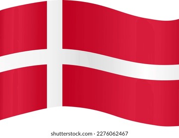 Denmark flag wave isolated on png or transparent background