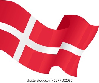 Denmark flag wave isolated on png or transparent background