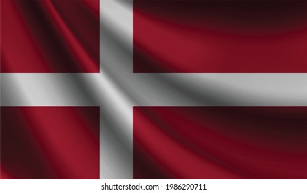 Bandera de Dinamarca ondeando. antecedentes de diseño patriótico y nacional. ilustración vectorial 