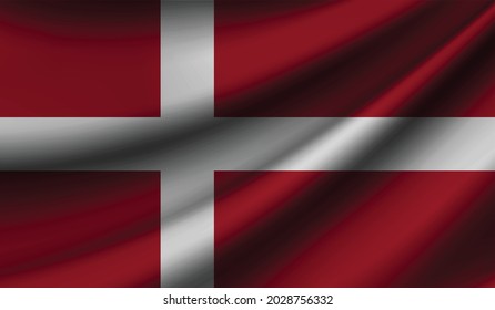Denmark flag waving. Background for patriotic and national design. Vector illustration