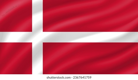 Denmark flag waving. Background. Vector