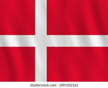 Denmark flag with waving effect, official proportion.
