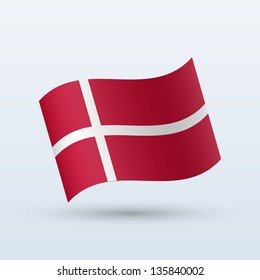 Denmark flag waving form on gray background. Vector illustration.