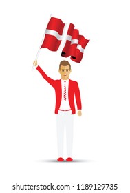 Denmark flag waving man