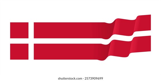 Denmark flag waving style. Vector illustration. 