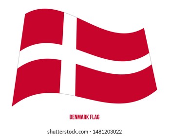 Denmark Flag Waving Vector Illustration on White Background. Denmark National Flag.