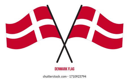 Denmark Flag Waving Vector Illustration on White Background. Denmark National Flag.