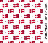 Denmark flags and dots vector seamless pattern background for Flag Day and other danish national holidays.