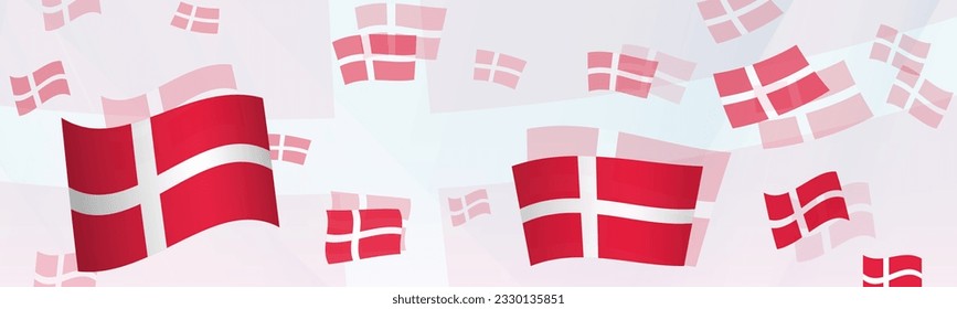 Denmark flag-themed abstract design on a banner. Abstract background design with National flags. Vector illustration.