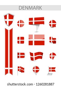 Denmark Flat Flag Collection. Flat flags vector illustration.