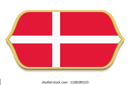 Denmark. Flat national flag icon button. Danish symbol isolated on white background.