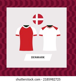 Denmark football national team uniform flat illustration. Europe country football team.