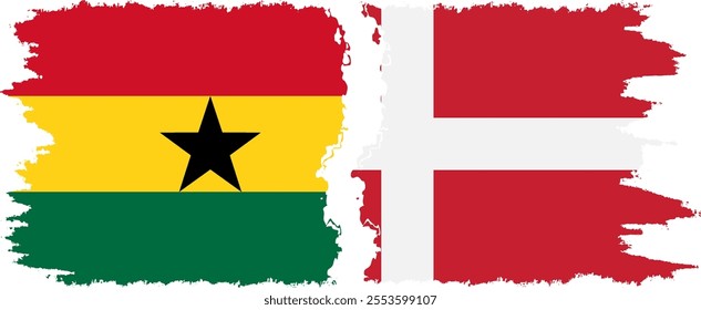 Denmark and Ghana grunge flags connection, vector