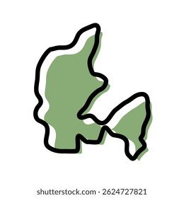 Ícone do mapa verde da Dinamarca. Mapa da Dinamarca. Design de ícone simples. Ilustração vetorial
