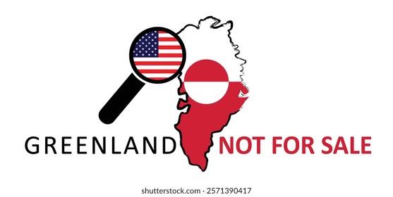 Denmark, Greenland not for sale. Greenland flag. Country flags. vector icon or pictogram. Green land world map. Not for sale. America USA or VS want to buy it.