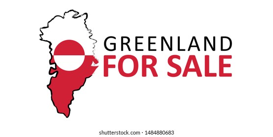 Denmark, Greenland for sale. Greenland flag. Country flags. vector icon or pictogram. Green land world map. Not for sale. America USA or VS want to buy it.