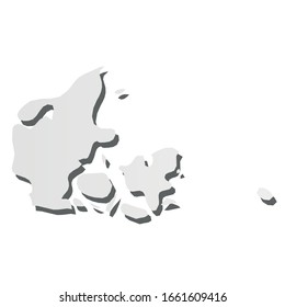 Denmark - grey 3d-like silhouette map of country area with dropped shadow. Simple flat vector illustration.