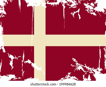 Denmark grunge flag. Vector illustration. Grunge effect can be cleaned easily.