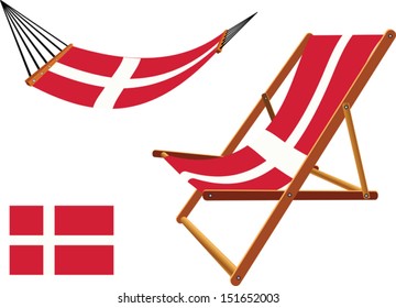 denmark hammock and deck chair set against white background, abstract vector art illustration