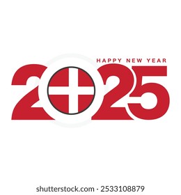 Denmark Happy New Year 2025 Vector Illustration