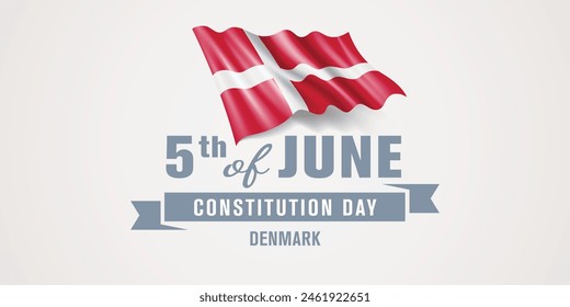 Denmark happy republic day greeting card, banner vector illustration. Danish national holiday 5th of June design element with realistic flag