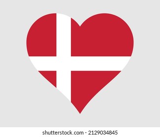 Denmark Heart Flag. Danish Love Shape Country Nation National Flag. Dane Banner Icon Sign Symbol. EPS Vector Illustration. svg