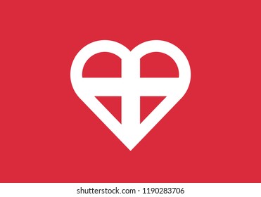 Denmark heart shape love symbol national flag country emblem