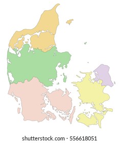 Denmark - Highly detailed editable political map.