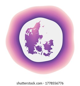 Denmark icon. Colorful gradient logo of the country. Purple red Denmark rounded sign with map for your design. Vector illustration.