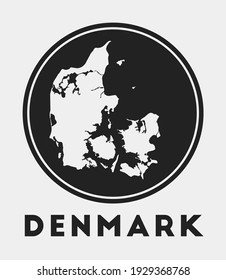 Denmark icon. Round logo with country map and title. Stylish Denmark badge with map. Vector illustration.
