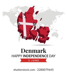 Denmark Independence Day, 3d rendering Denmark Independence Day illustration with 3d map and flag colors theme