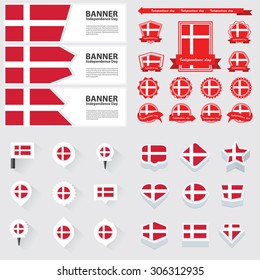 denmark independence day, infographic, and label Set.