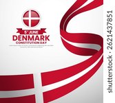 Denmark independence day Square banner background with waving flag vector illustration