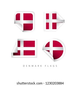 Denmark Label Flags Vector Template Design Illustration