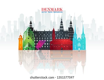 Denmark Landmark Global Travel And Journey paper background. Vector Design Template.used for your advertisement, book, banner, template, travel business or presentation.