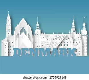 Denmark Landmark Global Travel And Journey paper background. Vector Design Template.used for your advertisement, book, banner, template, travel business or presentation.