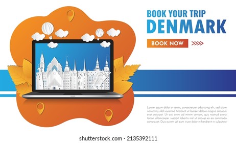 Denmark Landmark Global Travel And Journey paper background. Vector Design Template.used for your advertisement, book, banner, template, travel business or presentation.