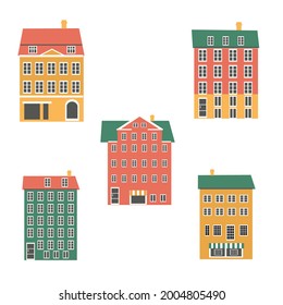 Denmark landmark vector cartoon illustration isolated on white background, danish decorative flat colorful buildings icon, european architecture historic sight attraction, Travel sightseeing set