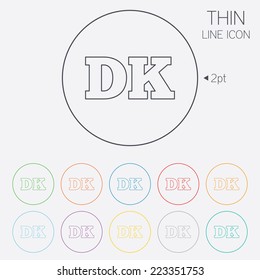 Denmark language sign icon. DK translation symbol. Thin line circle web icons with outline. Vector