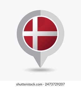 Denmark Location Pin Icon Vector Illustration