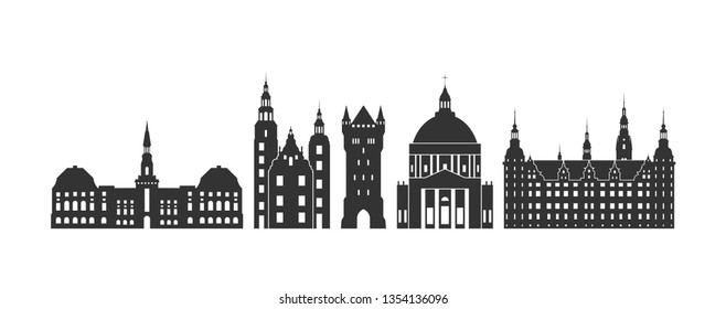 Denmark logo. Isolated Denmark architecture on white background. EPS 10. Vector illustration